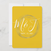 Bold Mustard Yellow Gold Foil Pampas Wedding Suite Kaart (Achterkant)