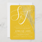 Bold Mustard Yellow Gold Foil Pampas Wedding Suite Kaart (Voorkant)