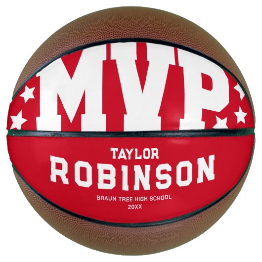 Bold MVP Spelers Naam Keepomwille Red Basketbal (Voorkant)