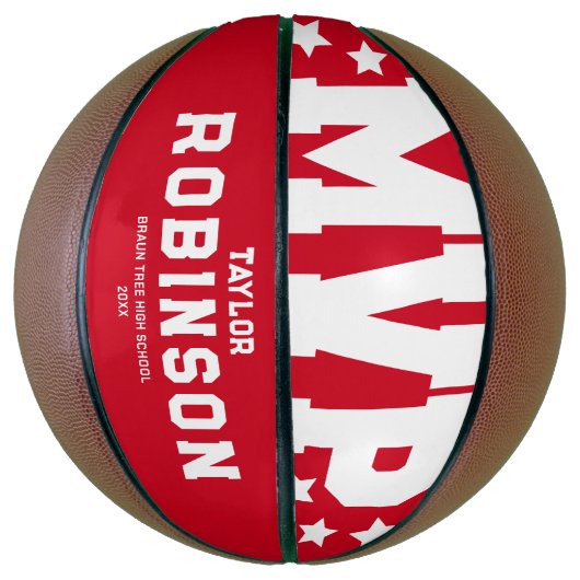Bold MVP Spelers Naam Keepomwille Red Basketbal (Verticaal)