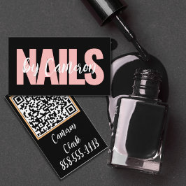 Bold Nail Artist Black Background Script Type Visitekaartje