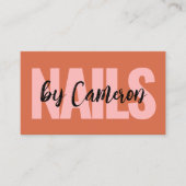 Bold Nail Artist Burnt Orange Background Script Visitekaartje (Voorkant)