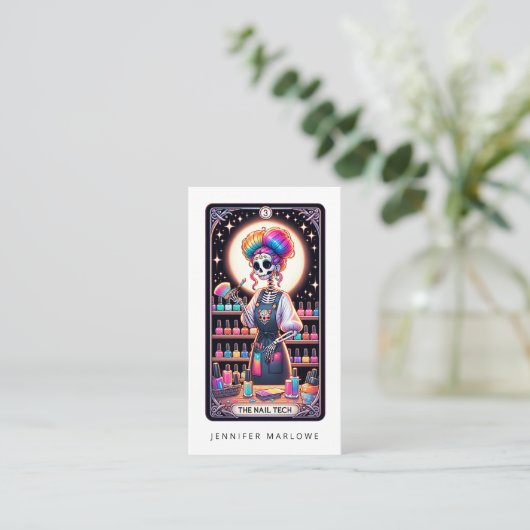 Bold Nail Tech Tarot Kaart Visitekaartje (Staand voorkant)