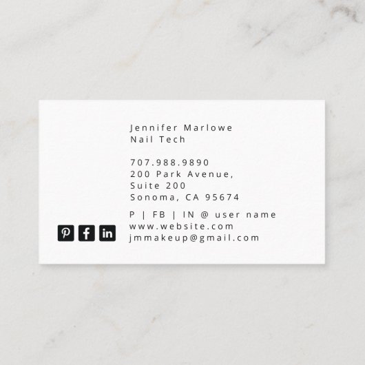 Bold Nail Tech Tarot Kaart Visitekaartje (Achterkant)