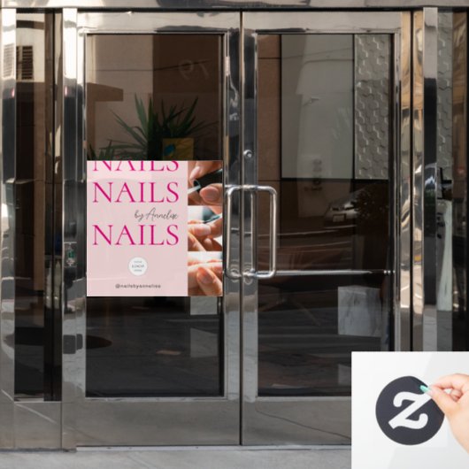Bold Nails Blush Roze Logo Foto Make-up Studio  Raamsticker (Kantoordeur)