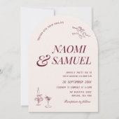 Bold Namen Arch Blush Wijn Wedding Kaart (Voorkant)