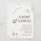 Bold Names Arch Charcoal Wedding Kaart (Voorkant)
