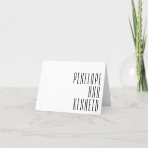 Bold Names Black White Retro Typography Weddenscha Bedankkaart