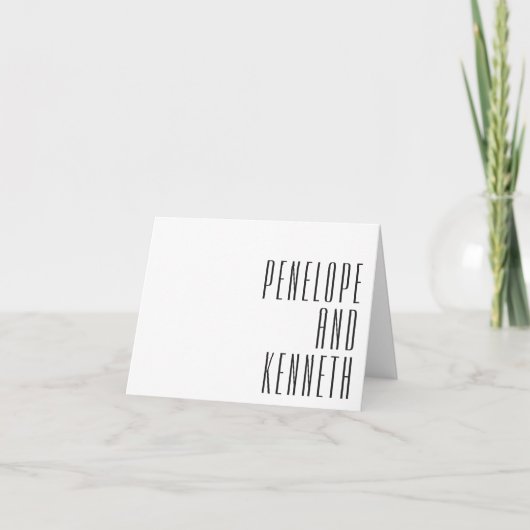 Bold Names Black White Retro Typography Weddenscha Bedankkaart (Voorkant)