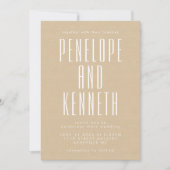 Bold Names Retro Typography Beige Kraft Wedding Kaart (Voorkant)