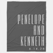 Bold Names Retro Typography Black White Wedding Fleece Deken (Voorkant)