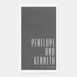 Bold Names Retro Typography Black White Wedding Servet
