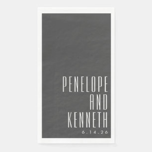 Bold Names Retro Typography Black White Wedding Servet