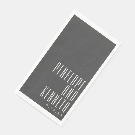 Bold Names Retro Typography Black White Wedding Servet (Hoek)