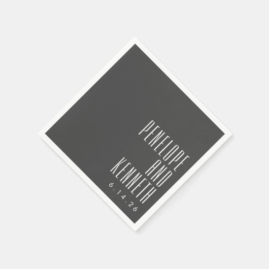 Bold Names Retro Typography Black White Wedding Servet (Hoek)