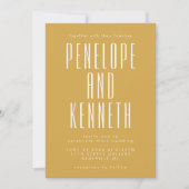 Bold Names Retro Typography Yellow Photo Weddensch Kaart (Voorkant)