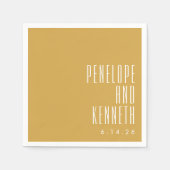 Bold Names Retro Typography Yellow Wedding Servet (Voorkant)