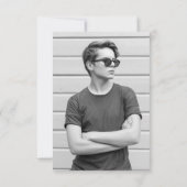 Bold Navy Blue en White Photo Graduparty Kaart (Achterkant)