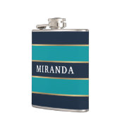 Bold Navy Blue Gold Stripe Pattern Heupfles (Links)