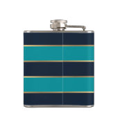 Bold Navy Blue Gold Stripe Pattern Heupfles (Achterkant)