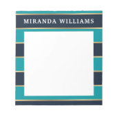 Bold Navy Blue Gold Stripe Pattern Notitieblok (Voorkant)