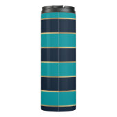 Bold Navy Blue Gold Stripe Pattern Thermosbeker (Achterkant)