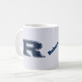 Bold Navy Blue Letter R Initiaal Monogram Koffiemok (Voorkant links)