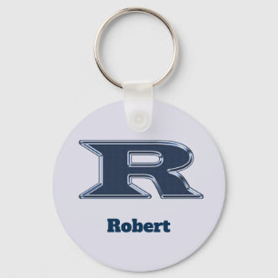 Bold Navy Blue Letter R Initiaal Monogram Sleutelhanger
