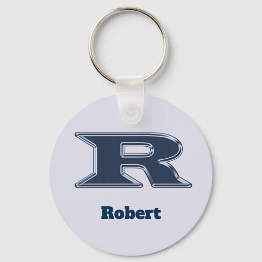 Bold Navy Blue Letter R Initiaal Monogram Sleutelhanger (Voorkant)