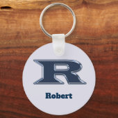 Bold Navy Blue Letter R Initiaal Monogram Sleutelhanger (Voorkant)
