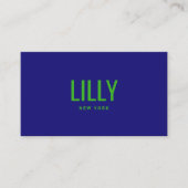 Bold Navy Blue Lime Green Typografie Visitekaartje (Voorkant)