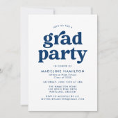 Bold Navy Blue Typography Graduparty Kaart (Voorkant)