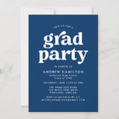 Bold Navy Blue Typography Photo Graduparty Kaart (Voorkant)