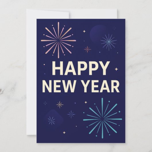 Bold Navy Gold 2026 Celebration Fireworks Kaart (Voorkant)