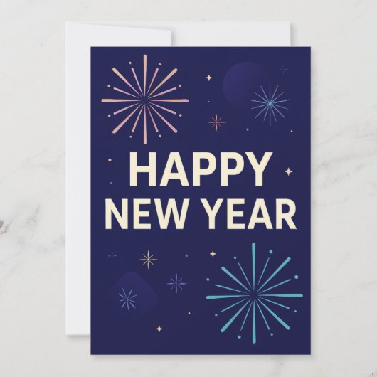 Bold Navy Gold 2026 Celebration Fireworks Kaart (Achterkant)