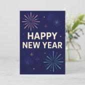 Bold Navy Gold 2026 Celebration Fireworks Kaart (Staand voorkant)