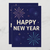Bold Navy Gold 2026 Celebration Fireworks Kaart (Voorkant / Achterkant)