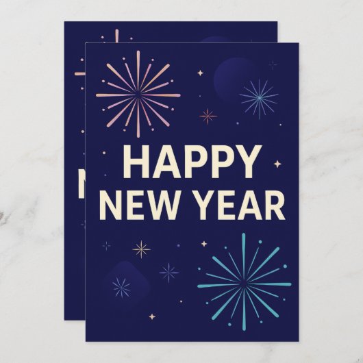 Bold Navy Gold 2026 Celebration Fireworks Kaart (Voorkant / Achterkant)