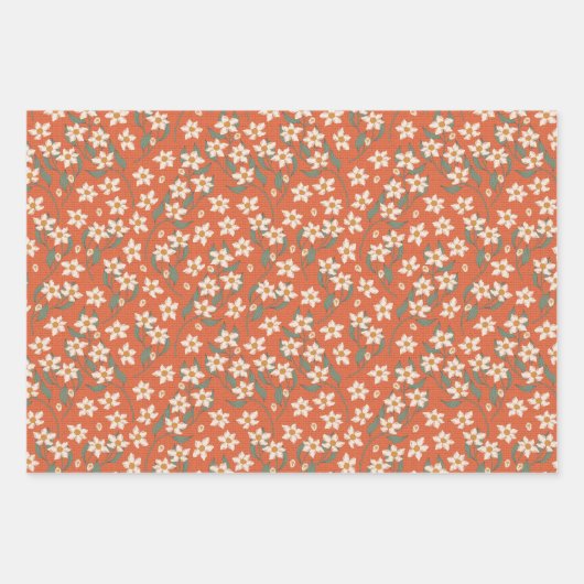 Bold Navy Roest Abstract Classy Botanical Pattern Inpakpapier Vel (Voorkant 3)