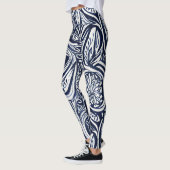 Bold Navy Roest Abstract Classy Botanical Pattern Leggings (Links)