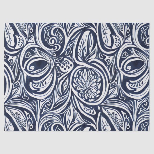 Bold Navy Roest Abstract Classy Botanical Pattern Tissuepapier (Voorkant)
