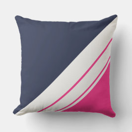 Bold Navy Roze Sportieve Slant Wit Racing Stripes Buitenkussen