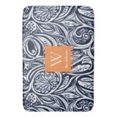 Bold Navy Rust Abstract Classy Botanical Monogram Badmat (Voorkant Verticaal)