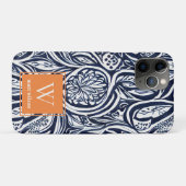 Bold Navy Rust Abstract Classy Botanical Monogram Case-Mate iPhone Case (Achterkant (horizontaal))