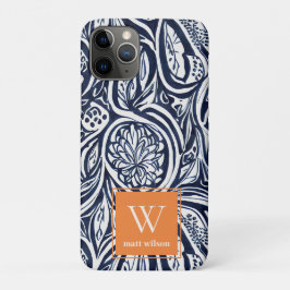 Bold Navy Rust Abstract Classy Botanical Monogram Case-Mate iPhone Case