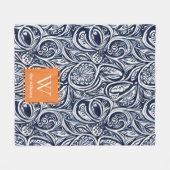 Bold Navy Rust Abstract Classy Botanical Monogram Fleece Deken (Voorkant (Horizontaal))