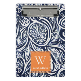 Bold Navy Rust Abstract Classy Botanical Monogram Mini Klembord