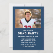 Bold Navy Stripes Athletic Photo Graduation Party Kaart (Achterkant)