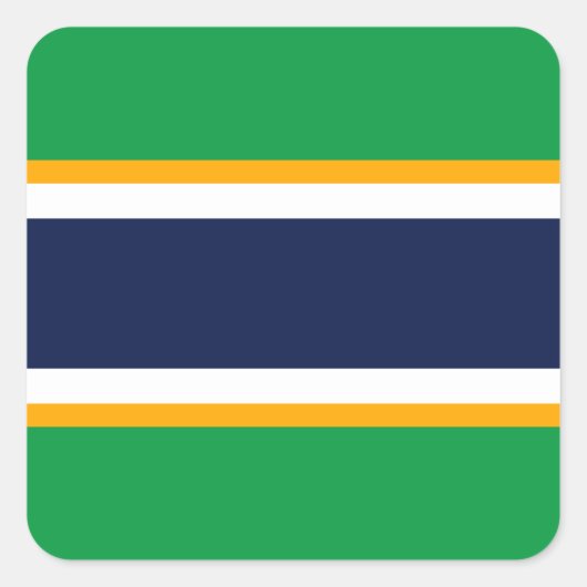 Bold Navy Wit Kelly Groen Geel Racing Stripes Vierkante Sticker (Voorkant)