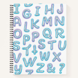 Bold Neon Alphabet Doodle Spiral Notitieboek